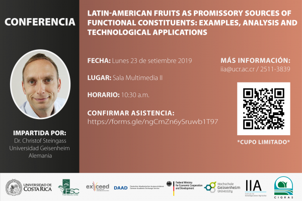 Conferencia: Latin- American fruits as promissory sources of functional constituents: examples, analysis and technological applications 