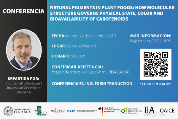 Conferencia: Natural pigments in plant foods: How molecular structure governs physical state, color and bioavailability of carotenoids